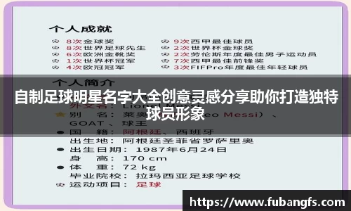 自制足球明星名字大全创意灵感分享助你打造独特球员形象